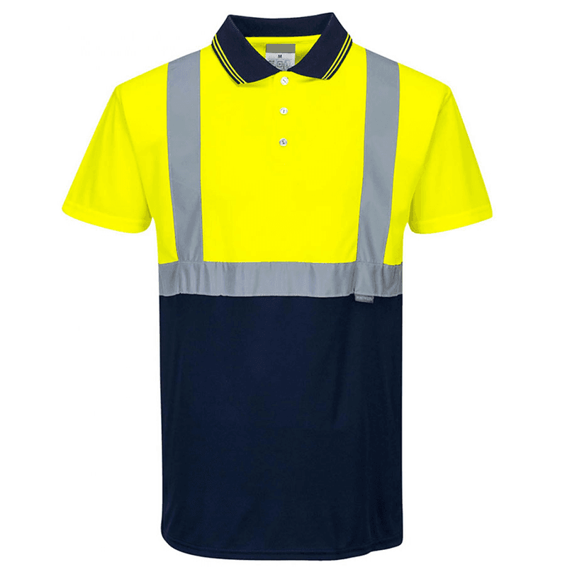 Polo de Travail Bicolore Haute Visibilité Jaune/Marine