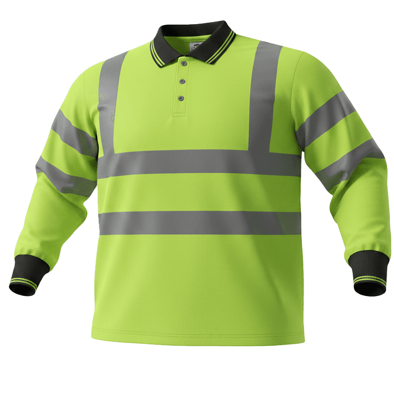 Polo Haute Visibilité Vert Fluorescent Manches Longues