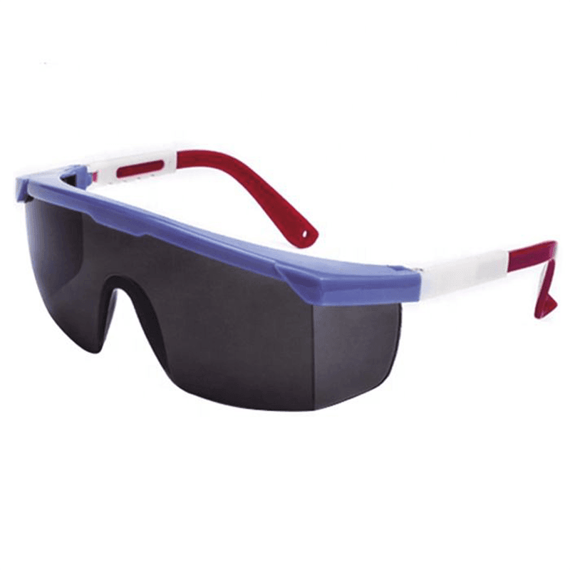 Lunettes de Protection Teintées (Fumées) avec Monture Bleue et Accents Rouges