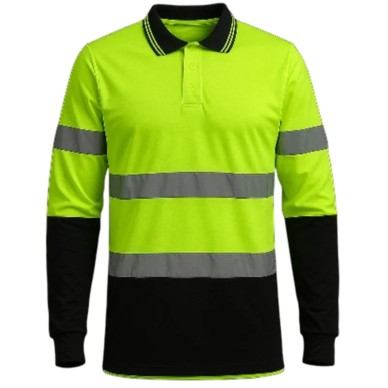 Polo HV manches longues classe 2 – Jaune et noir