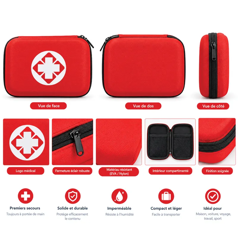 Trousse de premiers secours rigide étanche – Rouge